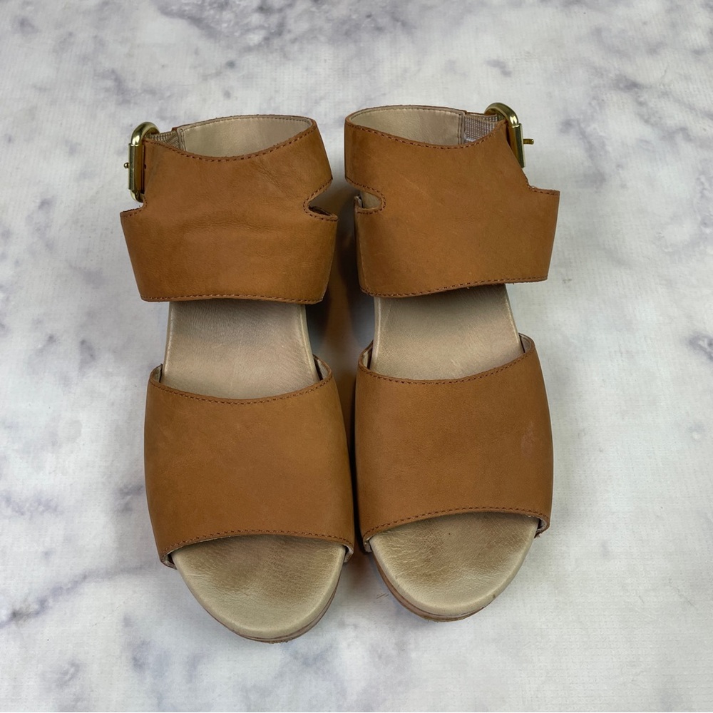 DANSKO Minka Milled Nubuck Suede Block Heel Sandals Camel Brown Comfort Sz 39 - Picture 2 of 9
